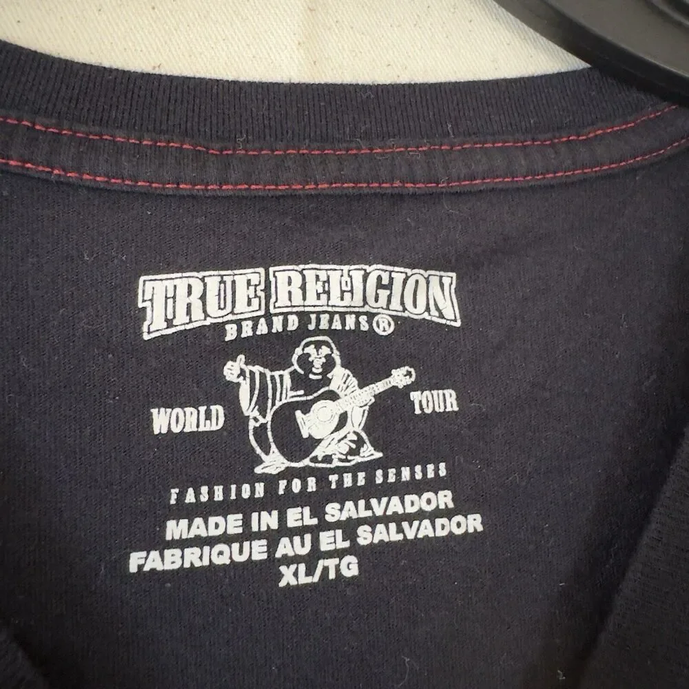 True Religion World Tour Buddha Black Size X-Large Short Sleeve